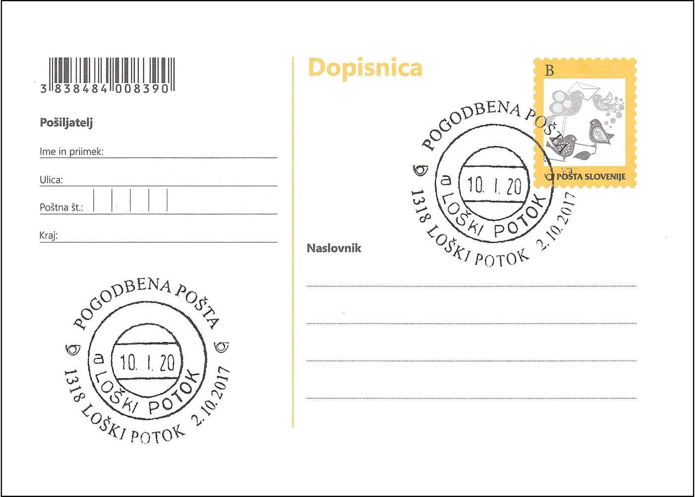 POGODBENA POŠTA 1318 LOŠKI POTOK